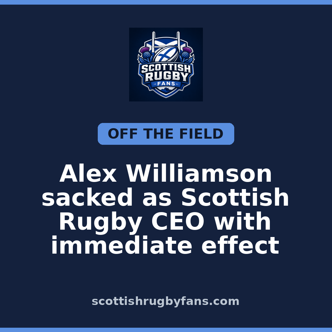 Alex Williamson sacked as Scottish Rugby CEO with immediate effect