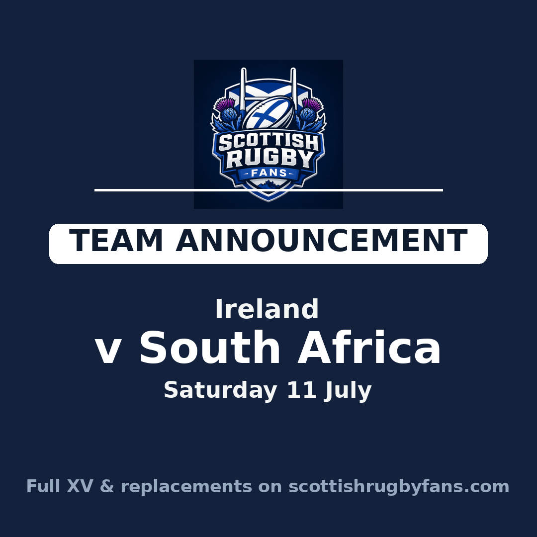 Scotland team to face South Africa — Saturday 11 July